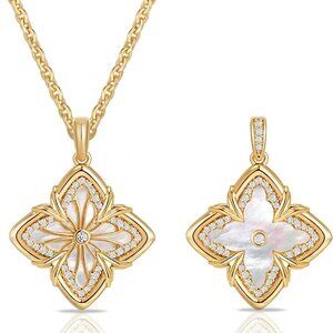 Gold Four Leaf Clover Necklace for Women 14K Gold Plated Clover Pendant Necklace